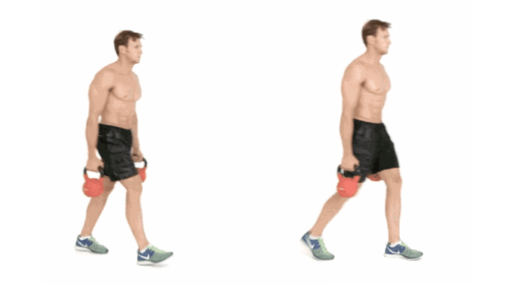 Farmer's Walk kettlebell exercise for a slim figure